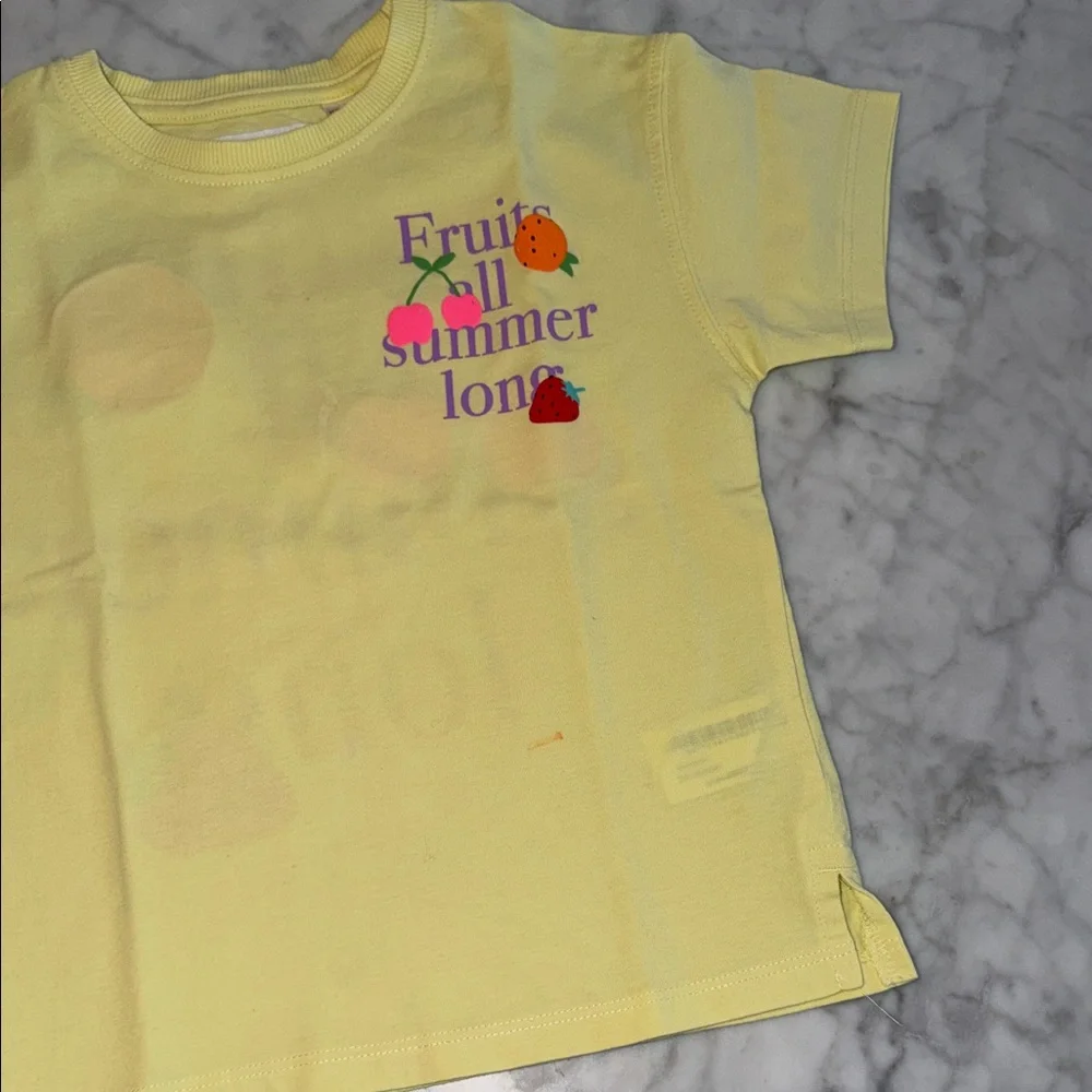 Zara Yellow Kids Tee with Fruit Graphics 4Y - Picture 5 of 7